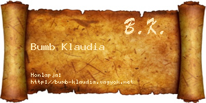 Bumb Klaudia névjegykártya